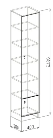 Пенал София-2 венге/белый дым
