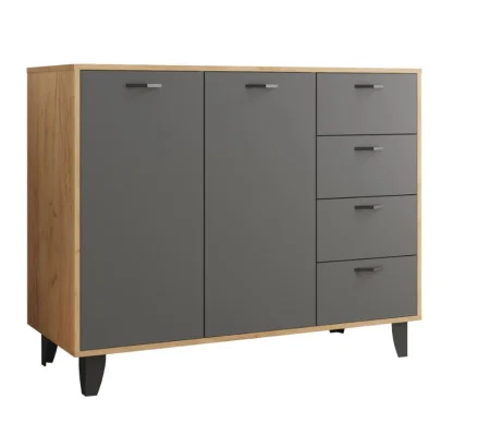 Комод Катрин-12 дуб крафт золотой/графит серый