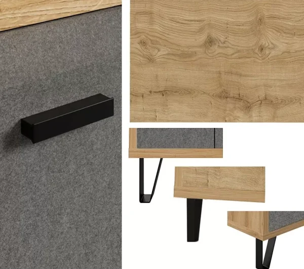 Тумба Грейс KOM2W3S дуб наварра/графит