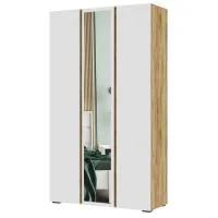 Шкаф 3-х створчатый с зеркалом Хелен ШК-02 дуб крафт золотой/белый