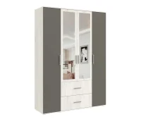 Шкаф 4-х створчатый Фиеста New с зеркалом графит/дуб крафт белый