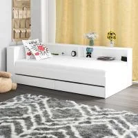 Кровать с ящиками 900 с прикроватным блоком Ксения белый Кровать с ящиками 900 с прикроватным блоком Ксения белый