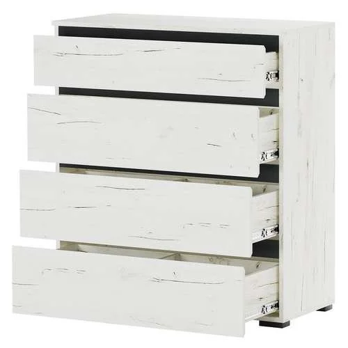 Комод Гретта 4Я дуб крафт белый/антрацит Комод Гретта 4Я дуб крафт белый/антрацит