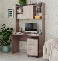 Стол компьютерный с надстройкой ПКС-9 ясень шимо темный/ясень шимо светлый