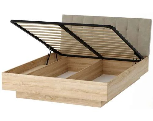 Кровать Соната КРС-1600 дуб сонома, изголовье велюр SAND Кровать Соната КРС-1600 дуб сонома, изголовье велюр SAND