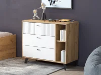 Комод Милан 3 ящика дуб золотой/белый матовый Комод Милан 3 ящика дуб золотой/белый матовый