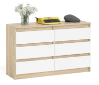 Широкий комод шесть ящиков МК 1200.6 дуб сонома/белый Широкий комод шесть ящиков МК 1200.6 дуб сонома/белый
