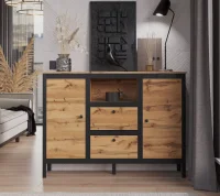 Тумба Лофт KOM2D2S/150 дуб вотан/черный Тумба Лофт KOM2D2S/150 дуб вотан/черный