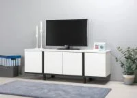 Тумба под ТВ Квадро 13.276 белый шагрень/чёрный