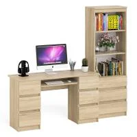 Комплект стол компьютерный МС-2 + Стеллаж МСТ 600.3 дуб сонома