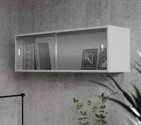 Полка книжная со стеклом КН 01 серый