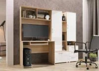 Компьютерный стол №6 дуб сонома/белый глянец