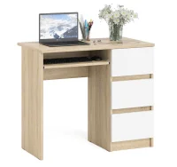 Стол компьютерный три ящика МС-6 дуб сонома/белый (правый)