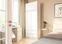 Шкаф 2-х ств комбинированный с антресоль-тумба универсальная Челси белый глянец