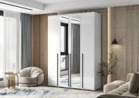 Шкаф 4-х створчатый с зеркалом Норд 1600 белый/белый глянец