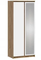Шкаф 2-х дверный Ламия ШК 062 с зеркалом дуб крафт золотой/белый бриллиант