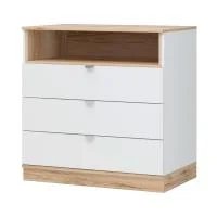 Комод 3 ящика Юкки КМ3Я-900 дуб делано/белый Комод 3 ящика Юкки КМ3Я-900 дуб делано/белый