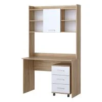 Стол компьютерный с надстройкой ПКС-9 дуб сонома/белый глянец