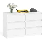 Широкий комод шесть ящиков МК 1200.6 белый Широкий комод шесть ящиков МК 1200.6 белый