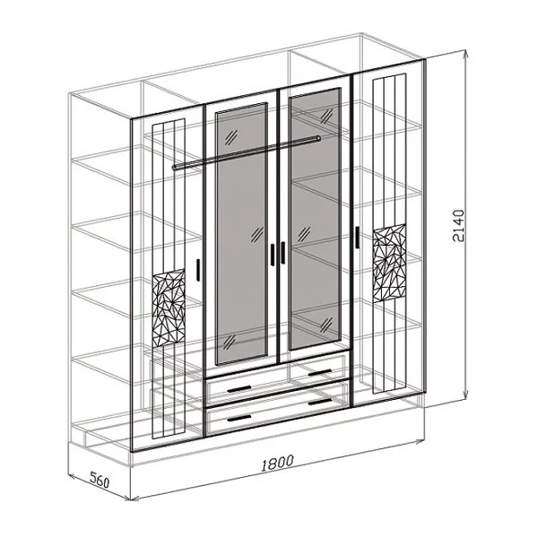 Шкаф 4-дверный Роберта