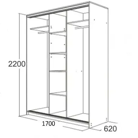 Шкаф-купе трехдверный Мираж 17 зеркальный венге
