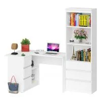 Комплект Мори Стол компьютерный МС-16 + Стеллаж МСТ 600.3 белый