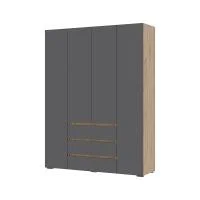 Шкаф 4-х створчатый с ящиками Хелен ШК-05 серый/вотан