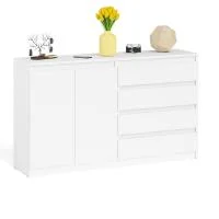 Комод широкий четыре ящика и две дверки МК 1600.1 белый Комод широкий четыре ящика и две дверки МК 1600.1 белый