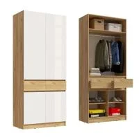 Шкаф 2-х створчатый Роджина дуб крафт/белый глянец