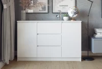 Комод Челси 1200 (2 двери 3 ящика) белый/белый глянец Комод Челси 1200 (2 двери 3 ящика) белый/белый глянец