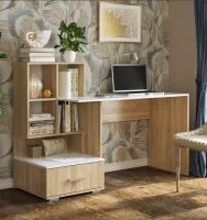 Стол компьютерный ПКС-10 дуб сонома/белый глянец