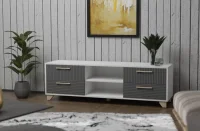 Тумба под ТВ с нишей Копенгаген белый/серый графит