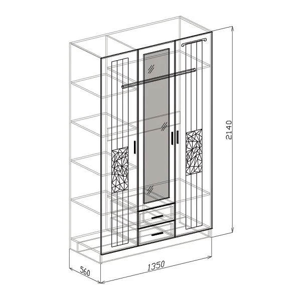 Шкаф 3-дверный Атлантида