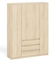 Шкаф с тремя ящиками и четырьмя дверками МШ 1600.1 дуб сонома