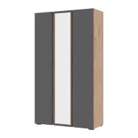 Шкаф 3-х створчатый с зеркалом Хелен ШК-02 серый графит/дуб крафт золото