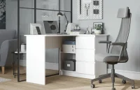 Стол письменный угловой Челси белый/белый глянец