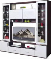 Витрина Оскар №1 венге/белый глянец.