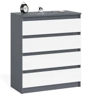Комод четыре ящика МК 800.4 графит/белый Комод четыре ящика МК 800.4 графит/белый