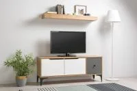 Тумба под ТВ Вайс 13.270.01 дуб золотой/тёмно-серый/МДФ милк софт