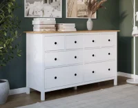 Комод 8 ящиков Кымор белый/светло-коричневый Комод 8 ящиков Кымор белый/светло-коричневый