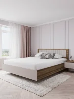 Кровать Роза 160 орех франклин/бежевый скин тренто Кровать Роза 160 орех франклин/бежевый скин тренто