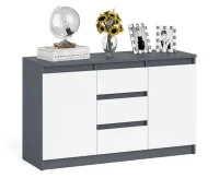 Комод-тумба три ящика и две дверки МК 1200.3 графит/белый Комод-тумба три ящика и две дверки МК 1200.3 графит/белый