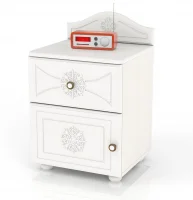 Тумба прикроватная Онега дуб беленый/белый вельвет Тумба прикроватная Онега дуб беленый/белый вельвет