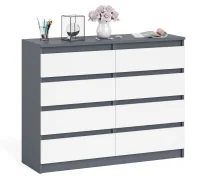 Комод восемь выдвижных ящиков МК 1200.8 графит/белый Комод восемь выдвижных ящиков МК 1200.8 графит/белый