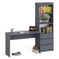 Комплект Мори Стол письменный МСП 1200.1 + Стеллаж МСТ 600.3 графит