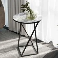 Стол журнальный ДП 1-03-05 исп.2 черный, стекло мрамор белый Стол журнальный ДП 1-03-05 исп.2 черный, стекло мрамор белый