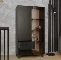 Стеллаж Копенгаген со стеклом венге/черный матовый Стеллаж Копенгаген со стеклом венге/черный матовый