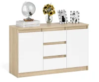 Комод-тумба три ящика и две дверки МК 1200.3 дуб сонома/белый Комод-тумба три ящика и две дверки МК 1200.3 дуб сонома/белый