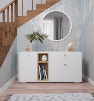 Комод-тумба Ланс К101 с ящиком и дверцами белый/дуб бунратти Комод-тумба Ланс К101 с ящиком и дверцами белый/дуб бунратти