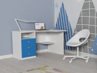 Угловой письменный стол Кадет белый/голубой